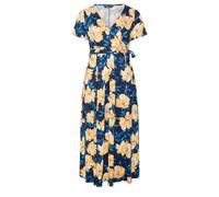 Yours Curve Blue Floral Wrap Front Dress - Women's - Plus Size Curve