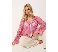 Yours Women's Flower Applique Cardigan in Pink | Size: 14-16 Yours Pink 14-16