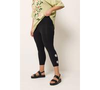 Yours Curve Black Flower Detail Cropped Leggings - Women's - Plus Size Curve