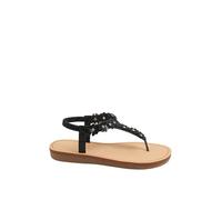 Yours Women's Flower Detail Diamante Sandals In Wide E Fit in Black | Size: 7EEE Yours Black 7EEE