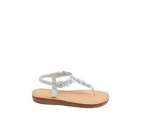 Yours Women's Flower Detail Diamante Sandals In Wide E Fit in Silver | Size: 7EEE Yours Silver 7EEE