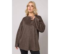 Yours Women's Fluffy Knit Jumper in Dark Brown | Size: 18 Yours Dark Brown 18