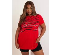 Yours Curve Foil Animal Print Top - Women's - Plus Size Curve Red