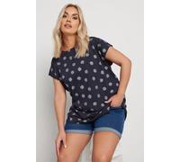Yours Curve Blue Foil Shell Print T-Shirt - Women's - Plus Size Curve