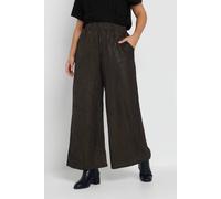Yours Foil Wide Leg Trousers In Black Black