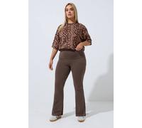 Yours Fold Over Flared Leggings In Brown Brown