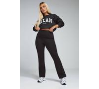 Yours Fold Over Kick Flare Leggings In Black Black 14
