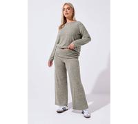 Yours Fold Over Lounge Trousers In Natural Natural 26-28