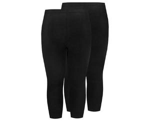 Yours for Good Curve 2-Pack Plus Size Cotton Soft Stretch Cropped High Waisted Leggings - Women's Yoga Workout Gym Black 38-40