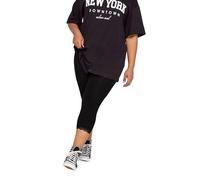 Yours for Good Curve Cotton Essential Lace Trim Crop Leggings - Women's - Plus Size Curve Black