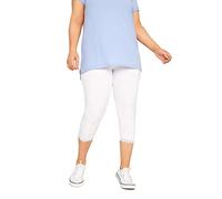 Yours for Good Curve Cotton Lace Trim Stretch Crop Leggings - Women's - Plus Size Curve White