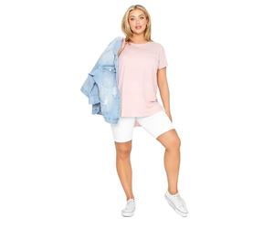 Yours for Good Curve Essential Cotton Stretch Cycling Shorts - Women's - Plus Size Curve White