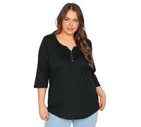 Yours for Good Curve Pintuck Button Henley T-Shirt - Women's Black