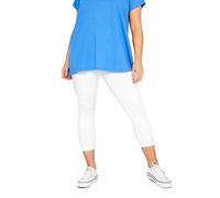 Yours for Good Curve Plus Size Navy Cotton Soft Stretch Cropped High Waisted Leggings - Women's Yoga Workout Gym Blue