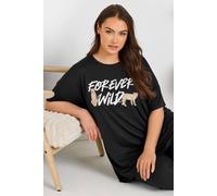 Yours Curve 'Forever Wild' Soft Touch Pyjama Top - Women's - Plus Size Curve Black