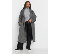 Yours Curve Black Woven Herringbone Belted Maxi Coat - Women's - Plus Size Curve