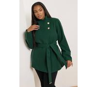 Yours Formal Wrap Coat In Dark Green Dark Green 22-24