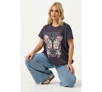 Yours 'free Spirit' Studded T-Shirt In Grey Grey 34-36