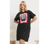 Yours 'fresh Sardines' Sleep Tee Nightdress In Black Black