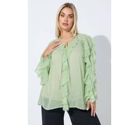 Yours Frill Chiffon Blouse In Light Green Light Green 16