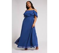 Yours Frill Cold Shoulder Maxi Dress In Cobalt Cobalt 24