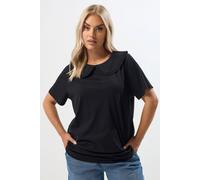 Yours Curve Black Frill Collar Top - Women's - Plus Size Curve