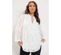 Yours Women's Frill Neck Textured Blouse in White | Size: 20