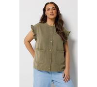 Yours Women's Frill Sleeve Denim Waistcoat in Olive | Size: 18 Yours Olive 18