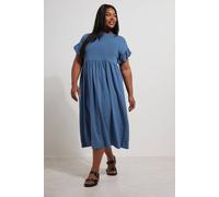Frill Sleeve Midaxi Dress Yours Mid Blue 18