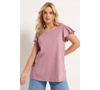 Yours Frill Sleeve T-Shirt In Light Pink Light Pink