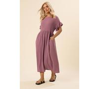 Yours Frill Textured Maxi Dress In Pink Pink 16