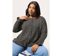 Yours Frill Trim Cardigan In Charcoal Charcoal 26-28