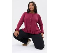 Yours Women's Frill Trim Cardigan in Wine | Size: 18-20 Yours Wine 18-20