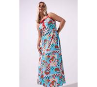 Yours Limited Collection Curve Fruit Check Print Maxi Dress - Women's - Plus Size Curve Blue