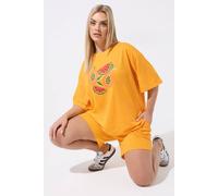 Yours Fruit Graphic Short Set In Orange Orange 22-24