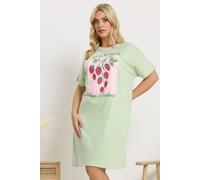 Yours Women's 'Fruit Market' Sleep Tee Nightdress in Light Green | Size: 18-20 Yours Light Green 18-20