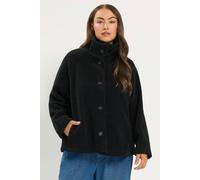 Yours Women's Funnel Neck Borg Jacket in Black | Size: 14