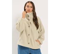 Yours Women's Funnel Neck Borg Jacket in Natural | Size: 26/28