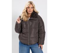 Yours Funnel Neck Padded Coat In Brown Brown