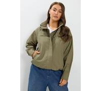 Yours Funnel Neck Twill Shacket In Olive Olive