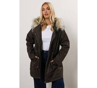 Yours Curve Brown Fur Trim Parka Coat - Women's - Plus Size Curve