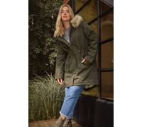 Yours Curve Green Fur Trim Parka Coat - Women's - Plus Size Curve