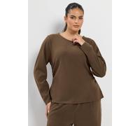 Yours Gathered Detail Soft Touch Top In Brown Brown