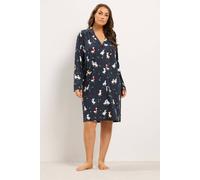Yours Women's Geese Button Through Nightdress in Mid Navy | Size: 18/20