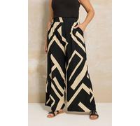 Yours Geometric Print Wide Leg Trousers In Black Black 20