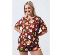 Yours Gingerbread Novelty Pyjama Set In Burgundy Burgundy 16