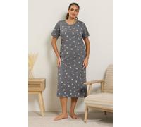 Yours Gingerbread Print Midi Nightdress In Grey Grey