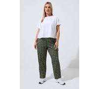 Yours Gingham Barrel Trousers In Dark Green Dark Green