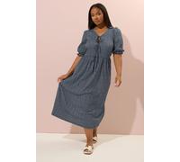 Yours Gingham Bow Tie Front Midaxi Dress In Black Black 26-28