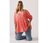 Yours Gingham Bow Tie Front Peplum Top In Red Red 20